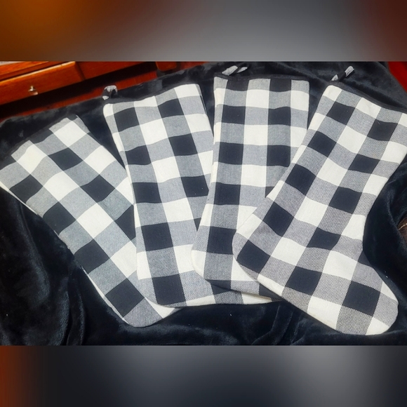 Black and white buffalo plaid stockings - Picture 2 of 3